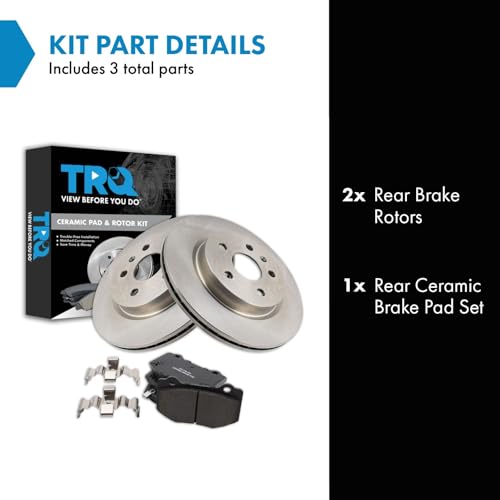 Image of TRQ Rear Brake Pad and Rotor Set Ceramic Rotors Compatible with 2016-2020 Chevrolet Camaro