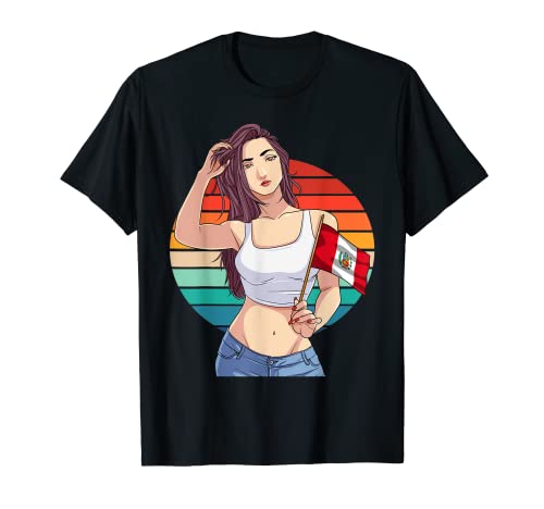 Peruano Chica Perú Bandera Peruanos Latino Orgullo Vintage Camiseta