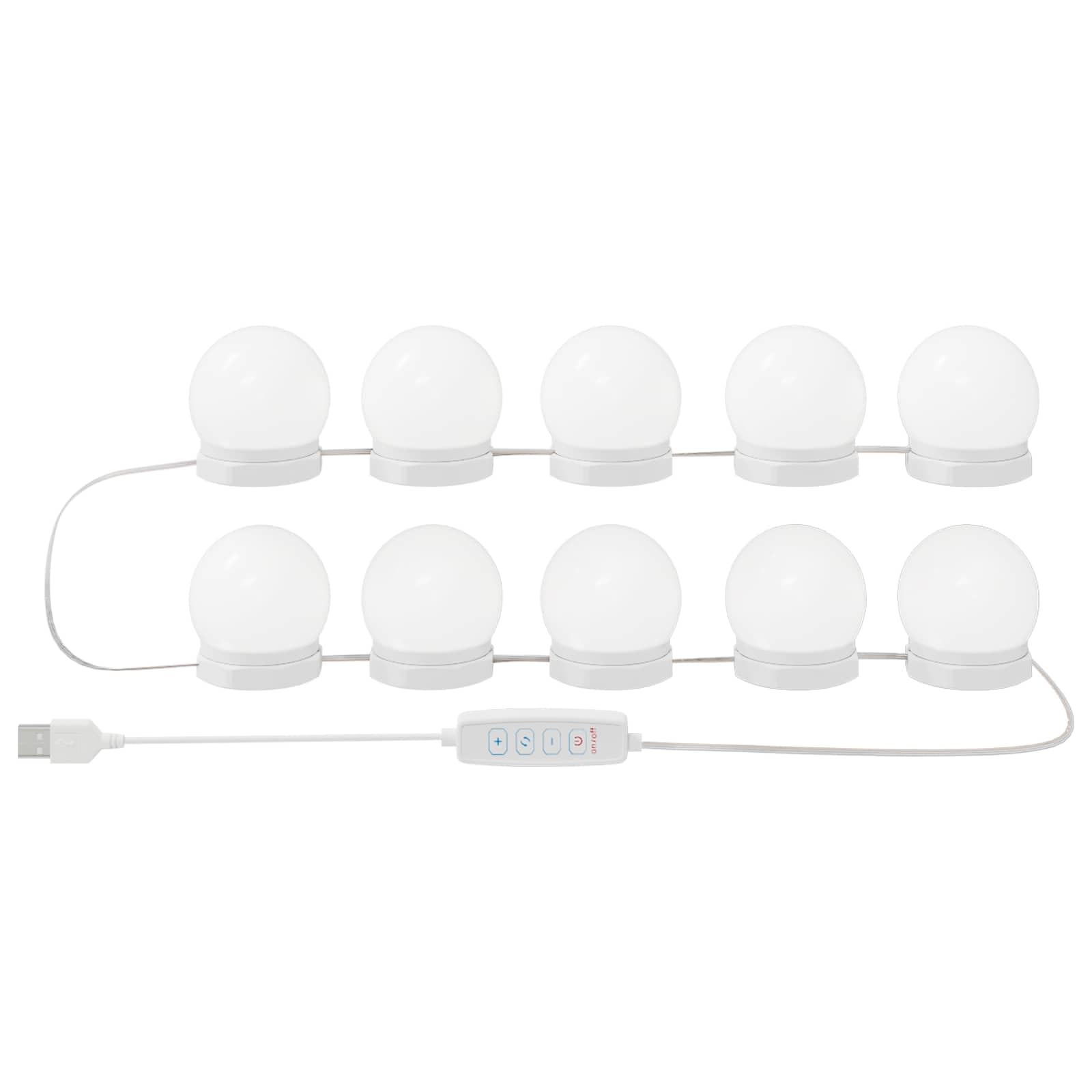 12er LED Spiegelleuchten Set für Schminktisch, Schminklicht für Make-up, USB Stromversorgung, Dimmbare Kosmetikspiegel Beleuchtung, Weiß