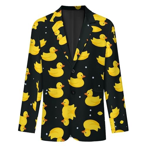Yellow Ducks Mens Suit Jacket Lapel Blazers 2 Button Business Coat Tuxedo for Wedding Dinner4