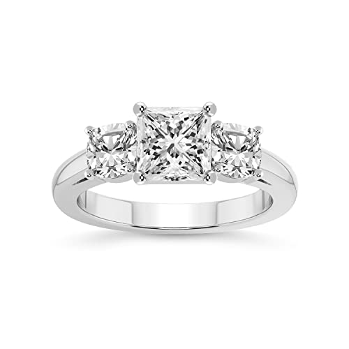 FRIENDLY DIAMONDS Lab Grown Diamond Ring For Women IGI Certified | 1-5 Carat Kinsley Three Stone Side Cushion Diamond Ring | 14K Or 18K White, Yellow Or Rose Gold | FG-VS Quality