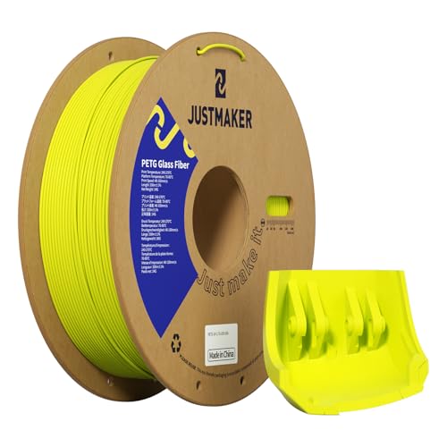 JUSTMAKER PETG Glass Fiber 3D Printer Filament, Updated Stronger Impact Resistance, Dimensional Accuracy +/-0.03mm, 1.75