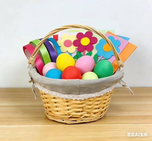 Image of Oypeip Easter Basket, Nature Easter Baskets for Kids, Large Wicker Easter Basket Empty with Handle, Basket Tags, Woven Rope Egg Easter Baskets for Boys Girls Babies Toddler Infant, picnic basket