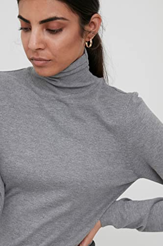 ICHI IHMAFA Damen Strickpullover Rollkragenpullover Pullover mit Rollkragen Rippbündchen Feinstrick Slim fit, Größe:M… – Ansicht 5