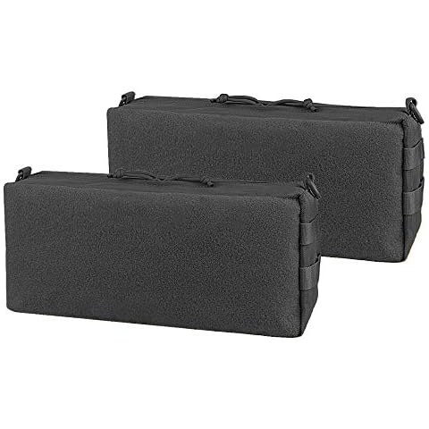 AMYIPO Tactical Pouch Molle Admin Utility Pouches Multi-Purpose Large Capacity Increment Pouch Attachment Military Pocket Tool Holder Short Trips Bag (Black (2pcs)) Cover