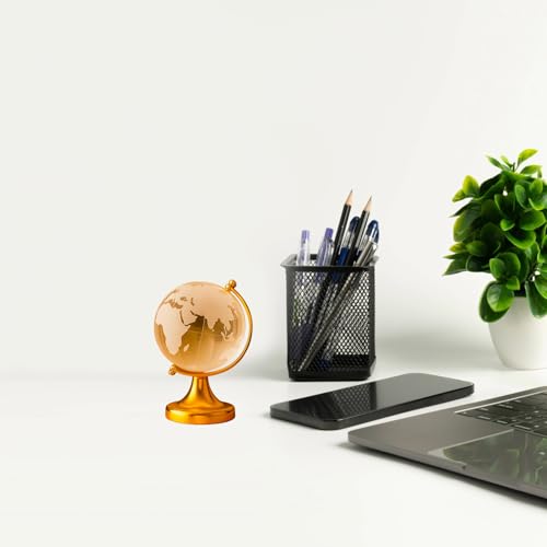 Image of Crystal Globe Showpiece with Golden Stand - 6cm | Feng Shui, Good Luck & Positive Energy,Table Desk Decor
