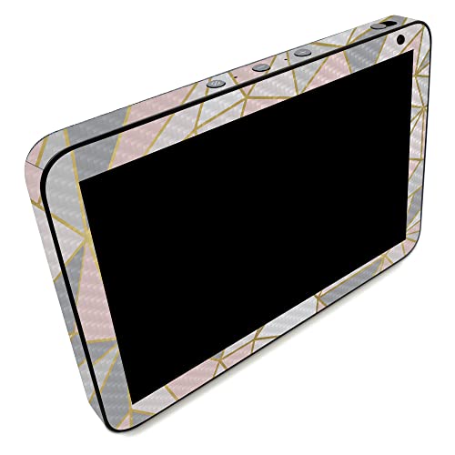 Image of MightySkins Carbon Fiber Skin Compatible with Amazon Echo Show 8 (Gen 2) - Rose Gold Polygon | Protective, Durable Textured Carbon Fiber Finish | Easy to Apply