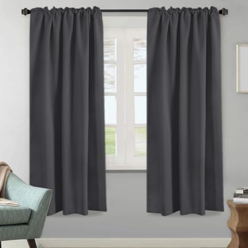 Image of H.VERSAILTEX Blackout Curtains Thermal Insulated Window Treatment Panels Room Darkening Blackout Drapes for Living Room Back Tab /Rod Pocket Bedroom Draperies, 52 x 72 Inch, Charcoal Gray, 2 Panels