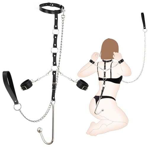 BDSM Bondage Fesseln mit Analhaken Metall Buttplug Anal Hook, Bondageset Fessel Set Restraints Sexspielzeug Extrem HundSklave Eisenkette SM Fetisch für Paare Sex Toys Schwarz BDSM Bondage Fesseln mit Analhaken Metall Buttplug Anal Hook, Bondageset Fessel Set Restraints Sexspielzeug Extrem HundSklave Eisenkette SM Fetisch für Paare Sex Toys Schwarz