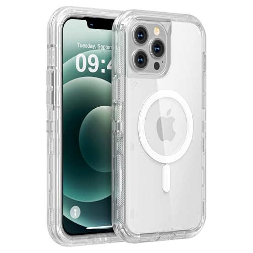 Follaroma for iPhone 12 Pro Max Case Compatible with MagSafe Heavy Duty Shockproof Protection Phone Cases Anti-Drop Dual Layer Transparent Magnetic Phone Case for iPhone 12 Pro Max 6.7 Clear