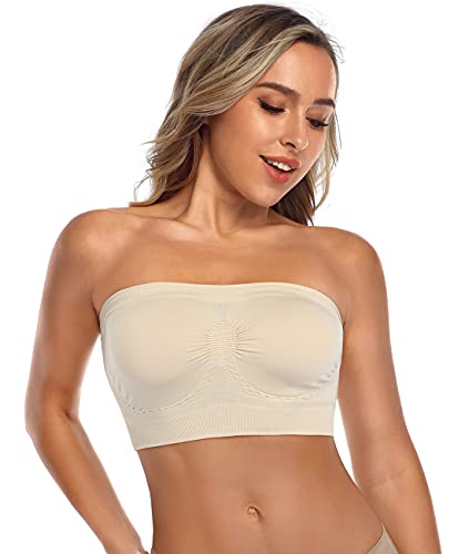 Image of Strapless Comfort Wireless Bra with Slip Silicone Bandeau Bralette Tube Top