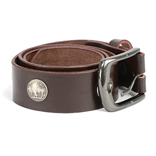 Milwaukee Leather MP7107 Men's 5 Cent Buffalo Coin - Brown Leather Belt w/Interchangeable Buckle - 1.5 inches Wide3