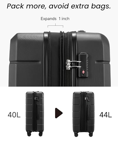 Luggage Sets 3 Piece, Expandable Hardside Suitcases with Wheels, Black3