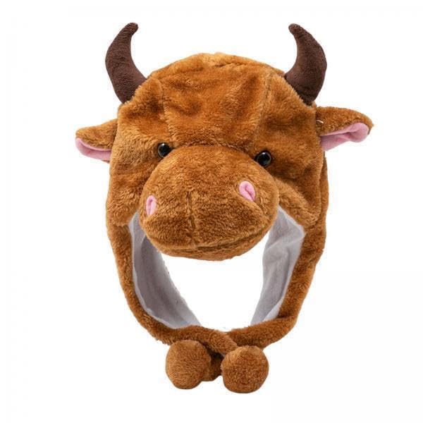 3xCute Cow Beanie Headgear Adults Kids Fancy Dress Plush Animal Winter Hat Brown Clothing, Shoes & Accessories | Womens Accessories | Hats-image-2
