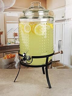 Circleware Vintage Dots Beverage Dispenser with Metal, Glass Lid & Handle, Fun Party
