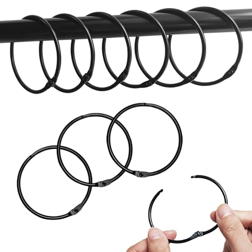 ZOCONE 30 Piezas Anillos de Cortina para Abrir, Anillas para Cortinas 50mm Anillos Cortina Metal Redondos Anillas para Cortina de Ducha y Barras de Cortina (Negro)