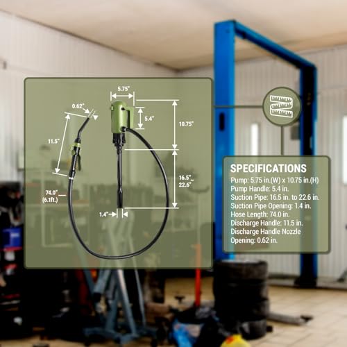TERA PUMP - TRPAIL Electric Powered Pail Bucket Pump with Telescopic Intake Pump (4.5 Gal/Min) Manual Trigger Nozzle, Pail Lid & 6 foot Discharge Hose (NOT Compatible with Gear Oil)