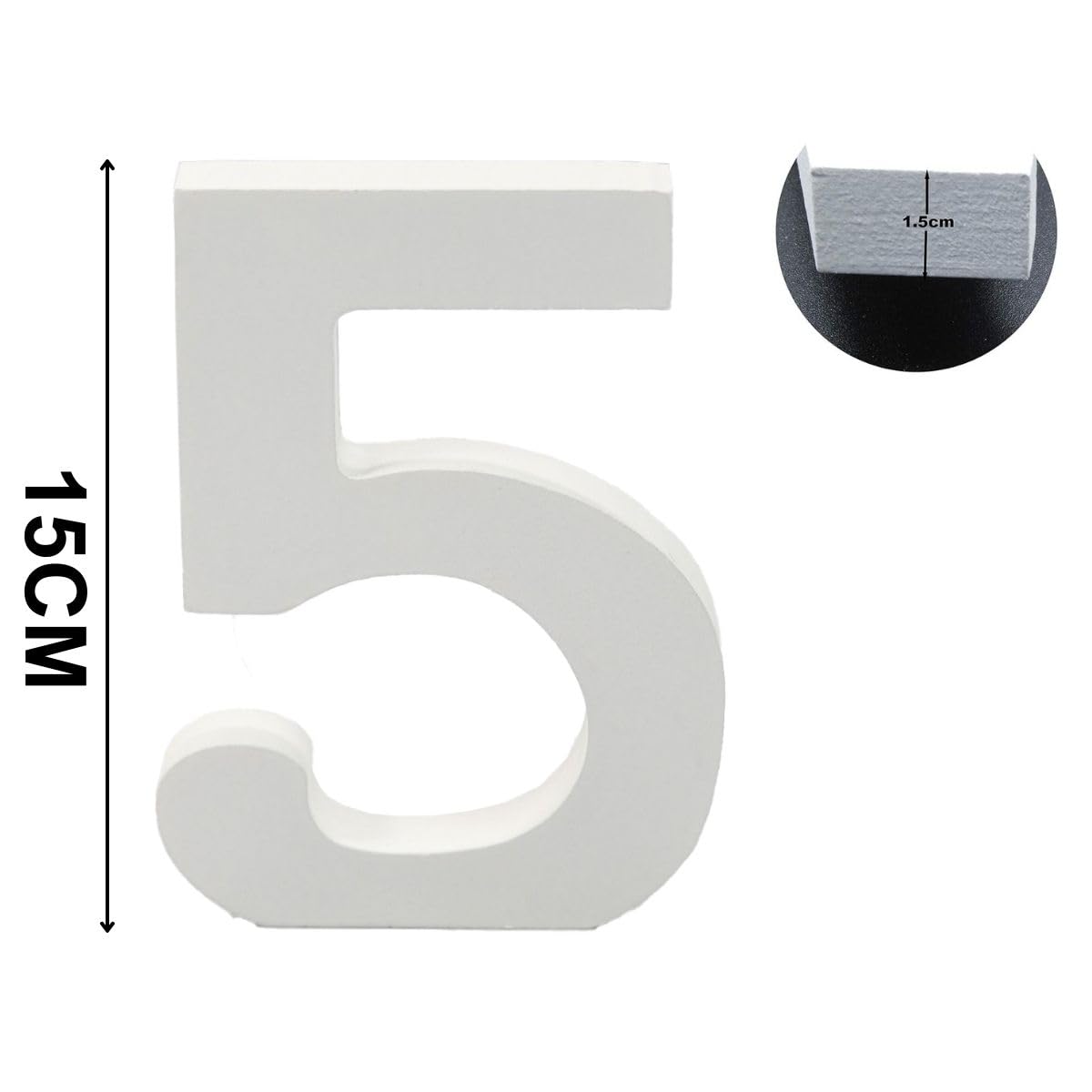 6 Inch White Decorative Wooden Letters and Numbers (5) - Image 2