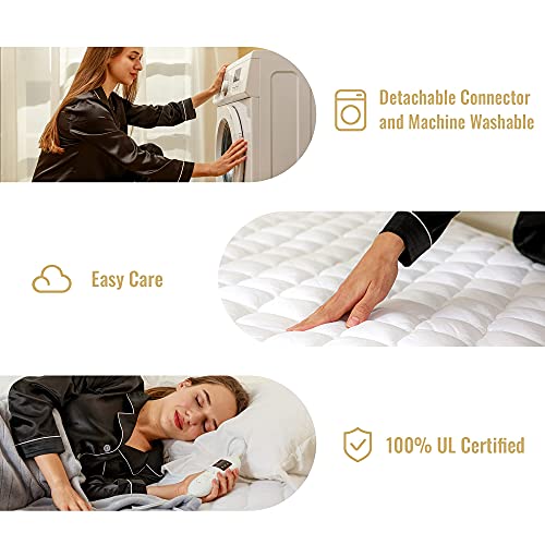 Makatz Heated Mattress Pad King Size Adjustable Zone Heating With 8 Heat Settings Controller Quilted Electric Mattress Pad Fit Up To 21 Inch #TOP4