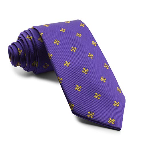 Cencibel Smart Casual Cravate croix de Jérusalem ou du Saint-Sépulcre, Violet/doré, taille unique
