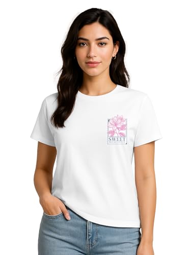 Image of Cotton Blend Regular Fit Half Sleeve Printed Round Neck Multicolor Drop Shoulder T-Shirt for Womens & Girls (Pack of 4)