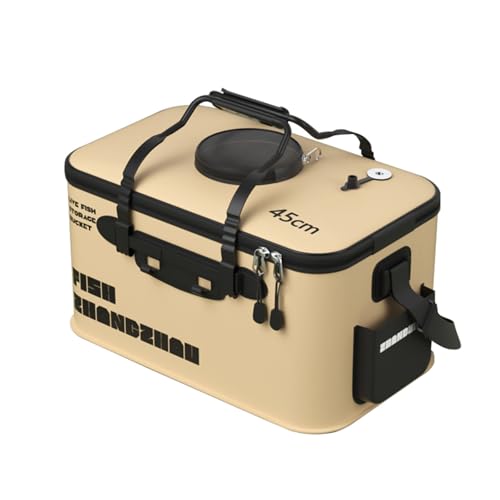 KASFDBMO Cubo de pesca con asa, contenedor plegable para aparejos
