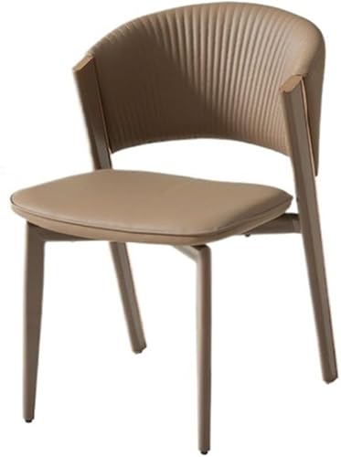 Sillas de comedor, Sillas de comedor de cuero con patas de metal y respaldo curvado para cocina, Sillas para comedor (marrón)