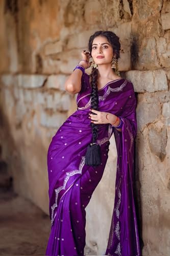 Image of C J Enterprise Women's Banarasi Saree Pure Kanjivaram Style Silk Saree With Blouse Piece for Wedding (Shiv-1)