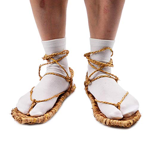 Japanese Straw Sandals with 2 Pairs Tabi Socks for Bleach Cosplay S