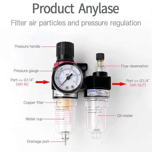 Filtro regulador AFR2000 + AL2000 G1/4 con separador de agua y aceite para compresor de aire 6mm 5
