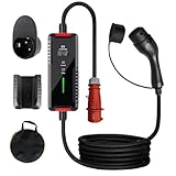 PLKEQS Typ 2 EV-Ladekabel 22 kW, Einstellbarer Strom 8-32A, Wallbox-Ladekabel Typ 2 mit CEE...