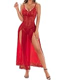 RSLOVE Women Lingerie Babydoll Sexy Nightgown Lace Chemise Exotic Sleepwear Nighty Red XL