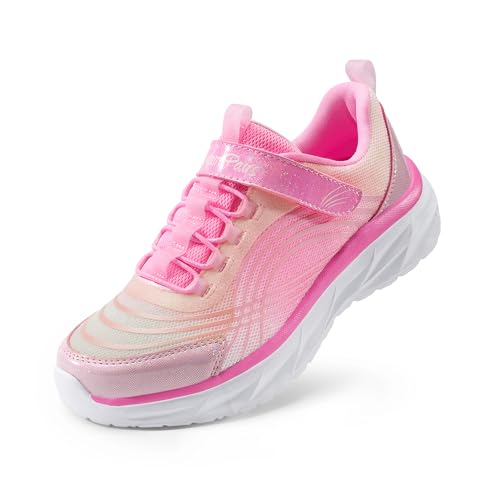 DREAM PAIRS Girls Shoes Sneakers Kids Tennis Shoes Sparkle ColorBurst Lightweight Running Casual Walking Shoes 11 Little Kid Pink