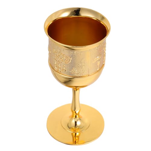 NUOBESTY Verre à Vin Vintage en Alliage de Zinc avec Gravures Artistiques Calice Décoratif Élégant Gobelet en Métal Style Rétro Européen pour Fêtes et Dégustations Accessoire Polyvalent