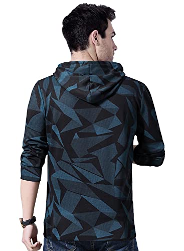 Image of EYEBOGLER Men's Hooded Neck Full Sleeves Printed Regular Fit T-Shirt