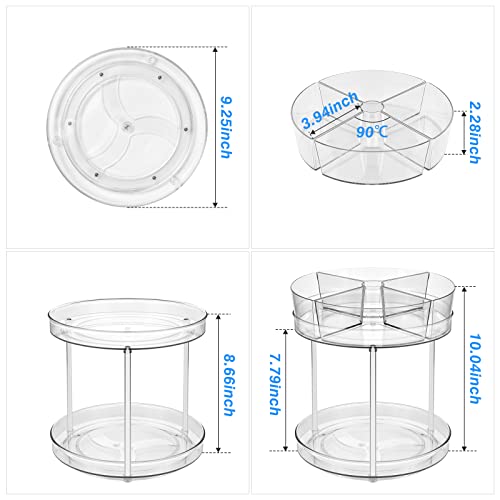 Aceyoon 2 Tier Lazy Susan Spice Rack With 4 Removable Bins，9.25'' Clear Turntable Storage Organizer 360° Rotating Acrylic Cabinet Organizer For Kitchen Pantry Bathroom Makeup Organizing Container #TOP1