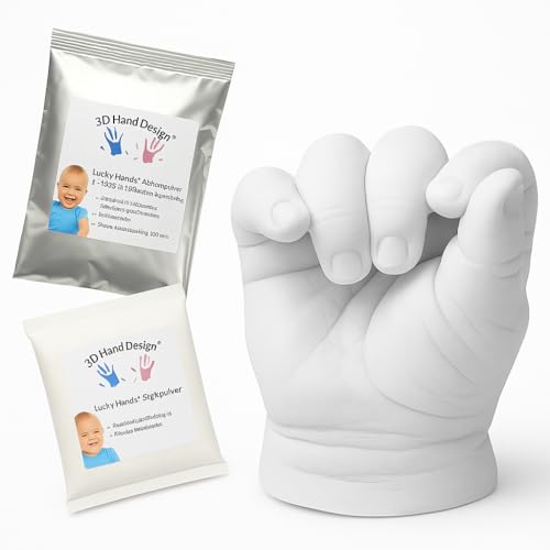 Lucky Hands® empreinte de yeso de manos y pies | Recién nacidos y bebés | Hecho en la UE | Polvo para crear esculturas de manos y pies (Kit DIY Infantil)