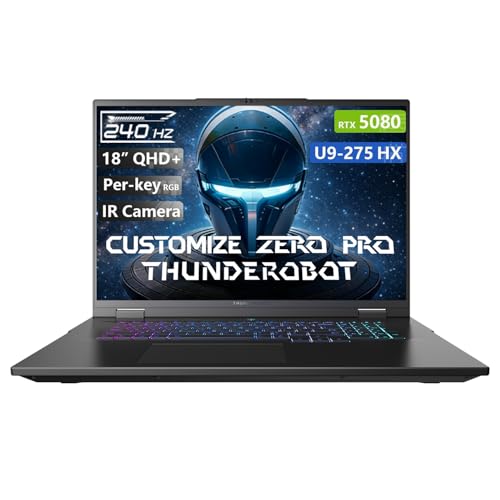 Image of PCONLINE Customized Laptop, Made with Thunderobot Zero 18 Pro RTX 5080 Gaming Laptop, 18 inch QHD+ 240Hz, Ultra 9 275HX, 32GB / 64GB DDR5 RAM, 1TB / 4TB PCIe SSD, Per-Key RGB, IR Camera, Win 11 Pro