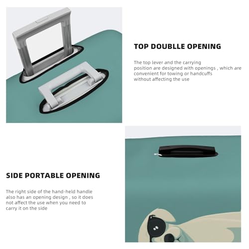 White Puppy With Black Sunglasses Elastic Travel Luggage Covers Dustproof Scratch-Resistant Suitcase Protector Fit 22-24 Inch3