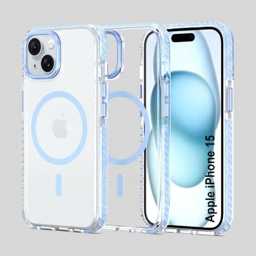 Image of Zapcase Crystal Clear Back case for iPhone 15 | PC Back | TPU Bumper with Inner Rubber Grip | Metal Camera Guard Bezel | Metal Buttons | Scratch Resistant Cover | 2 Layer Edge Protection | Light Blue