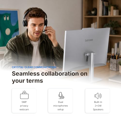 Image of Lenovo 24 inch FHD All-in-One Business Desktop Computer, Intel 8-Core Processor, 16GB RAM, 2TB PCIe SSD, Up to 32GB RAM & 2TB SSD, 5MP Webcam, WiFi 6E, Bluetooth, HDMI, Keyboard & Mouse, Windows 11 Pro