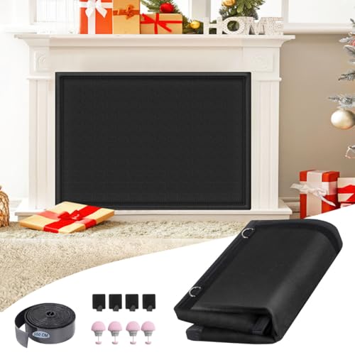 CADARA Fireplace Blocker Blanket Stops Heat Loss, Magnetic Fireplace Draft