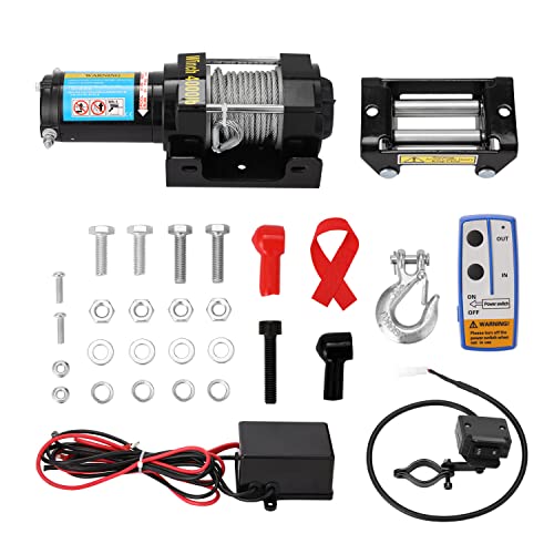 Kit de guincho de recuperação elétrica de 4.000 lbs para reboque ATV Tru Car DC12V guinchos com cont