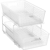 Simple Houseware 2 Tier Bathroom Organizer Tray Pull-Out Sliding Drawer/Under-Sink Storage, Clear