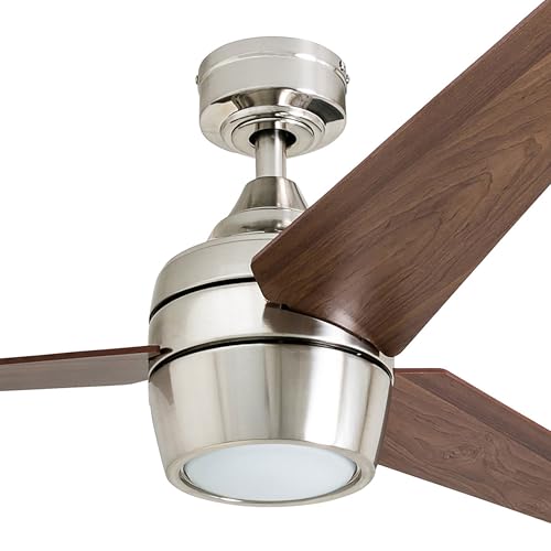 Honeywell Ceiling Fans Eamon Modern 52 Inch Ceiling Fan with Light, Remote Control Fan, LED Indoor Fan with 3 Blades, Brown Maple and Black Blade Finish Options, Brushed Nickel (50604-01) - image 8