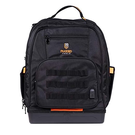 Rugged Tools Worksite Tool Backpack - 68 Pockets & Utility Organizers Including Laptop Sleeve - Heavy Duty Jobsite Tool Bag Perfect Storage & Organizer for a Contractor, Electrician, Plumber, HVAC