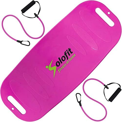 Solofit Balance Board with Resistance Bands - Fitness Board for Adults – The Abs Legs Core Workout Balancing Board - Ideal for Core Workout, Dancers, Ankle Workouts, Balancing Exercises,
