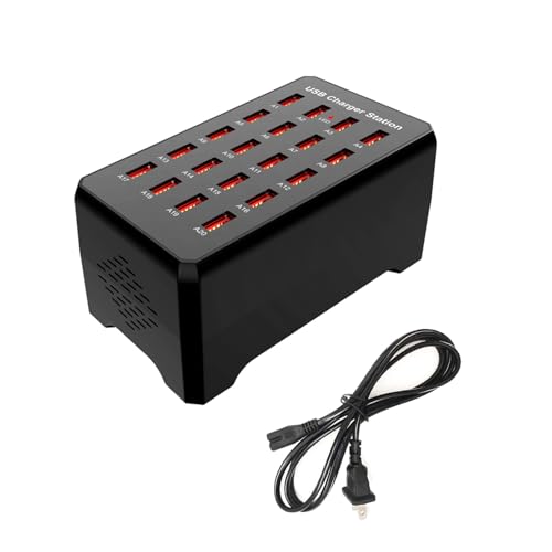 MaxLax 20-Port USB Charger Station, 100W/20A, Compatible with Smartphones, Tablets, and Other USB Devices