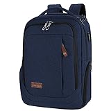 KROSER Laptop Backpack Large Computer Backpack Fits up to 17.3 Inch Laptop with USB Charging Port Water-Repellent School Travel Backpack Casual Daypack for Business/College/Women/Men-Dark Blue