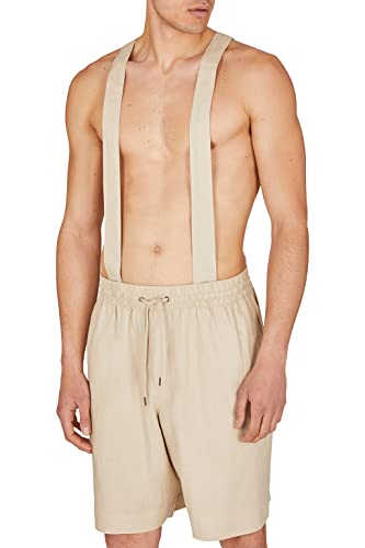 Mens Superfine Linen Blend Bermuda Shorts Sand S Uomini giallo